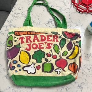 Trader Joe’s Reusable Cotton Shopping Grocery Tote Bag Fruits & Vegetables USA